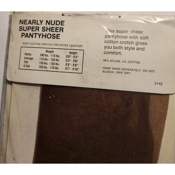 Super Sheer Pantyhose Soft Cotton Crotch Size Average 115-135 Lbs accent - Picture 4 of 4